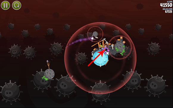 You should only have one pig left - Level 3-21 - Danger Zone - Angry Birds Space - Game Guide and Walkthrough