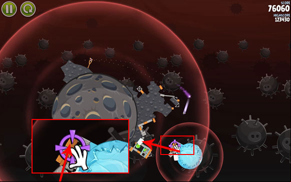 At best, you'll get rid of all the pigs, but if not, you'll have to use the second bird - Level 3-14 - Danger Zone - Angry Birds Space - Game Guide and Walkthrough