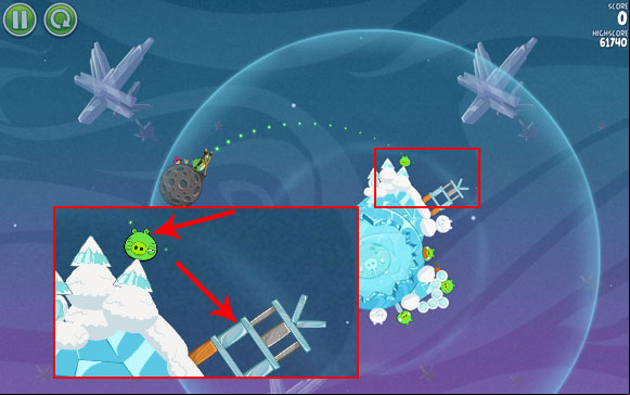 This is a difficult level, additionally requiring a bit of luck - Level 2-20 - Cold Cuts - Angry Birds Space - Game Guide and Walkthrough
