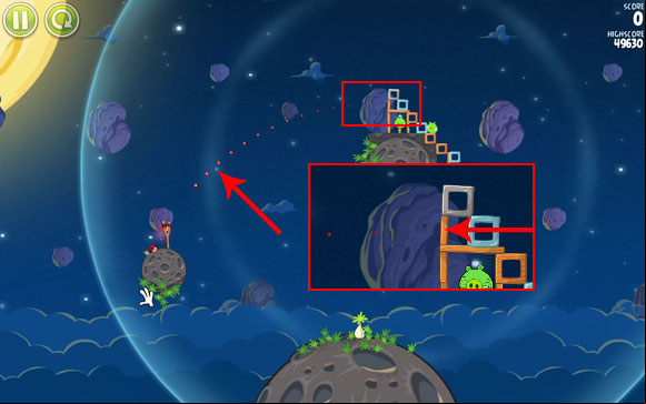 This level is a little harder, and requires a bit more precision - luck is also a factor - Level 1-13 - Pig Bang - Angry Birds Space - Game Guide and Walkthrough