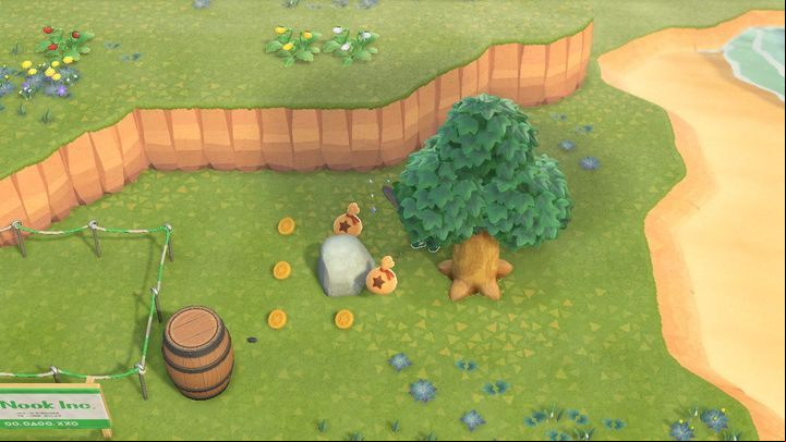 Sometimes you can get even a few thousand of bells from a single rock. - ACNH: Bells, Nook Miles - currencies in the game - Basics - Animal Crossing New Horizons Guide