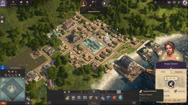Wait for the products to reach the marketplace - select one of the farmer residences and upgrade your peasants to workers - Anno 1800: 5 steps to build an epic empire - City management - Anno 1800 Game Guide