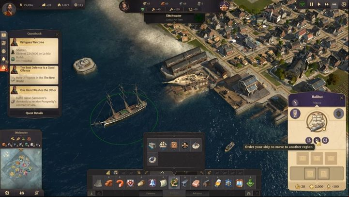 You need 2 frigates in the New World - Anno 1800: Chapter 3 - Prosperity Walkthrough - Campaign - Anno 1800 Game Guide