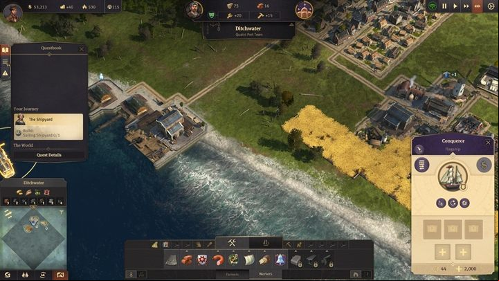 Your task is to build a Shipyard, which will finally allow you to operate on the sea, trade with others, and so on - Anno 1800: Chapter 1 - A Tale of Two Brothers Walkthrough - Campaign - Anno 1800 Game Guide