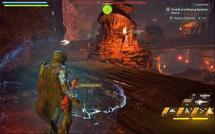 Reach the area which contains Barr, an injured Sentinel that has to be revived - Sentinels | Anthem Agent Missions Walkthrough - Agent Missions - Anthem Guide