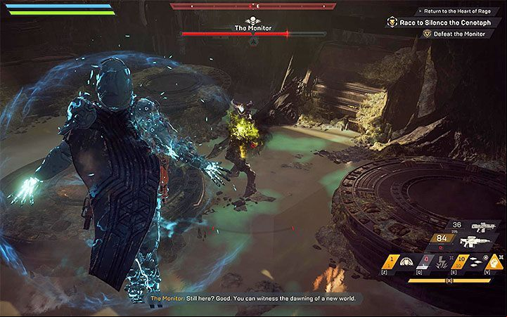 The second phase starts when the Monitor loses about 1/3 of his health - Repairs and Inspiration; Return to the Heart of Rage | Anthem walkthrough - Story missions - Anthem Guide