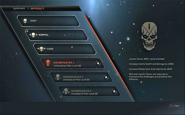 Reward: Grandmaster difficulty levels - Levelling up in Anthem - Basics - Anthem Guide