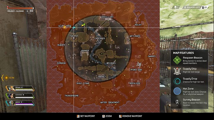 Round 1 ends with the information that the Arena circle has become smaller - Round 1 - Beginning of the match in Apex Legends - The match and rounds - Apex Legends Guide