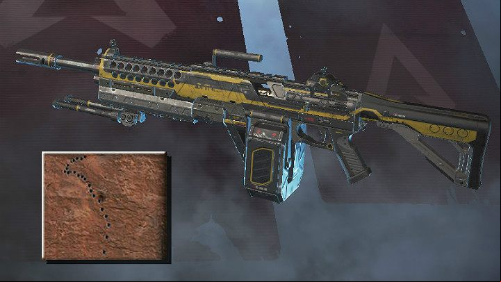 The screenshot above shows the spray pattern for Devotion LMG (medium range) - Light machine guns in Apex Legends - Weapons - Apex Legends Guide