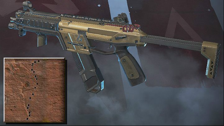 The screenshot above shows the spray pattern for R-99 (medium range) - SMG in Apex Legends - Weapons - Apex Legends Guide