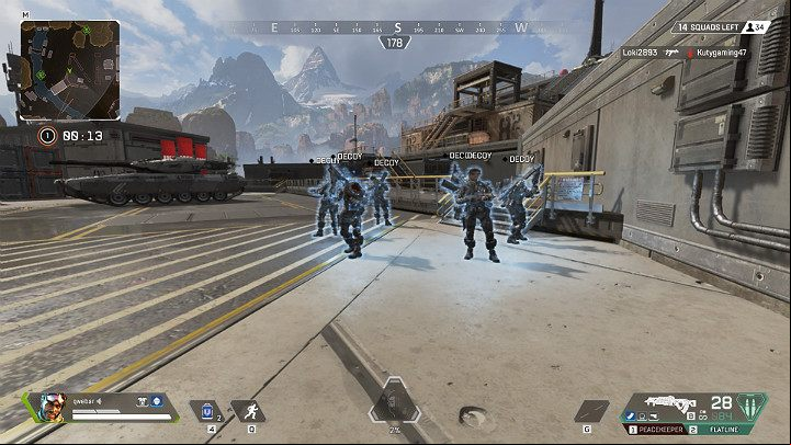Mirage activates a few holograms at once and activates cloaking - Mirage - Holographic Trickster | Heroes Apex Legends - Legends - Apex Legends Guide