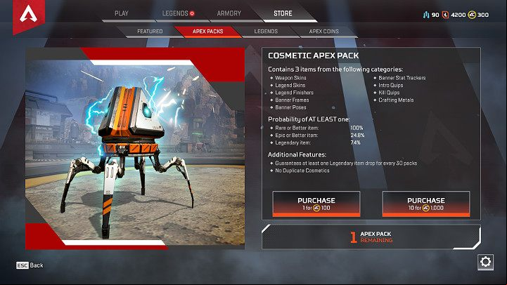 Apex Packs can be acquired in one of two ways - Crafting and currency in Apex Legends - Currency and Apex packs - Apex Legends Guide