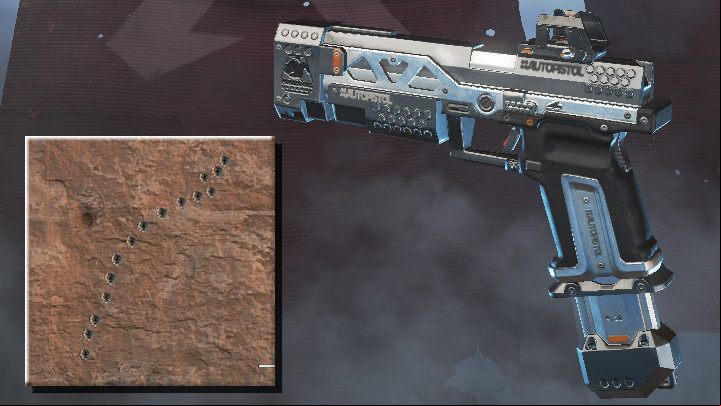 The screenshot above shows the spray pattern of RE-45 AUTO (medium range) - Pistols in Apex Legends - Weapons - Apex Legends Guide