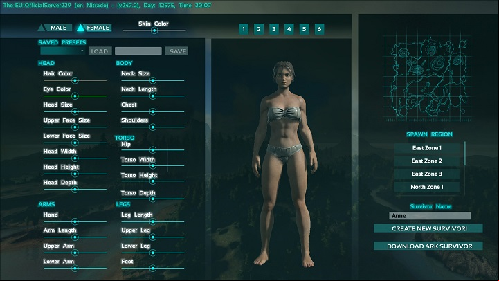 You can customize both the gender of your character, as well as the type of the build it has, its hair, skin and eyes - ARK: Character creation, attributes - For beginners - ARK Survival Evolved Guide