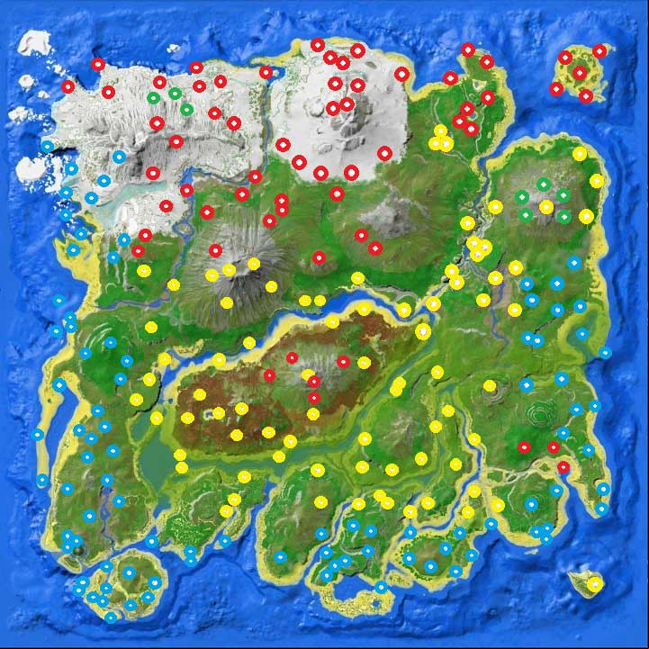The colors signify the best possible drop in a specific location - ARK: Beacons - basic information - Beacons - ARK Survival Evolved Guide