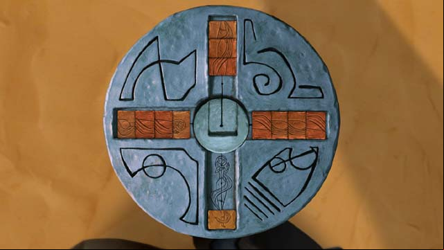 Move four darker squares from the bottom to the right arm - Towers entrance - Third tower - Armikrog - Game Guide and Walkthrough