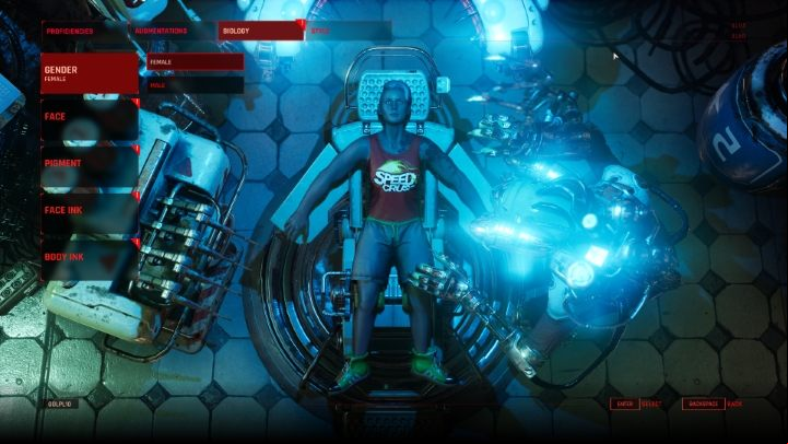 Use the interaction button (next to the chair) and open the Biology tab - The Ascent: Character appearance - how to change? - FAQ - The Ascent Guide