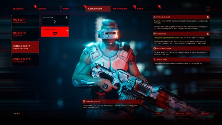 In addition to developing the abilities, in The Ascent, you can also improve the character by using augmentations, that is special items providing ive bonuses - The Ascent: Character development - Basics - The Ascent Guide