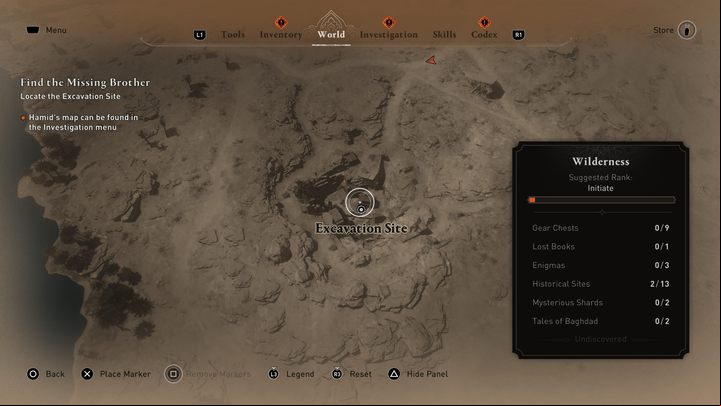 By transferring the collected knowledge onto a real map, we can conclude that the Excavation Site is located southwest of the city, between the first and second river threads looking from the south - AC Mirage: How to find Excavation Site? - FAQ - AC Mirage Guide