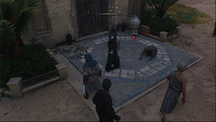 The pickpocketing mechanics present in the game allow Basim to rob random residents of Baghdad - AC Mirage: Tips and tricks - Basics - AC Mirage Guide