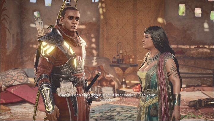 At the beginning of this mission, you need to talk to a few merchants on the market - No Honor Amongst Thebes- AC Origins The Curse of the Pharaohs DLC | Main quests - Main quests - Assassins Creed Origins Guide