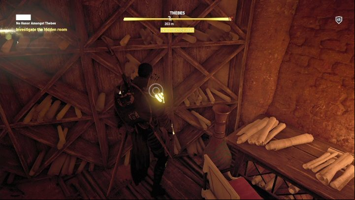 You must carry out an investigation in the hidden room - No Honor Amongst Thebes- AC Origins The Curse of the Pharaohs DLC | Main quests - Main quests - Assassins Creed Origins Guide