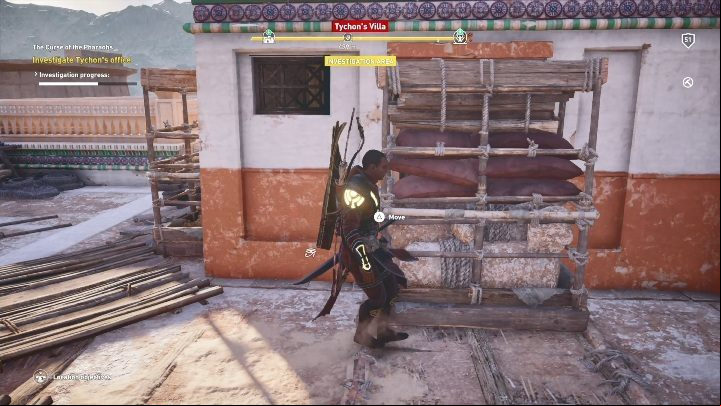 On the upper floor check doors, papyruses and a basket - Curse of the Pharaohs part 2 - AC Origins The Curse of the Pharaohs DLC | Main quests - Main quests - Assassins Creed Origins Guide