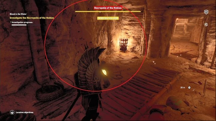 At the exit, there is a hole covered with spider webs - Blood in the Water - AC Origins The Curse of the Pharaohs DLC | Main quests - Main quests - Assassins Creed Origins Guide