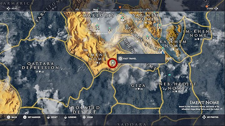 Now, you have to get to the Iment Nome - Papyrus Puzzle in Sapi-Res Nome - Papyruses - Assassins Creed Origins Guide