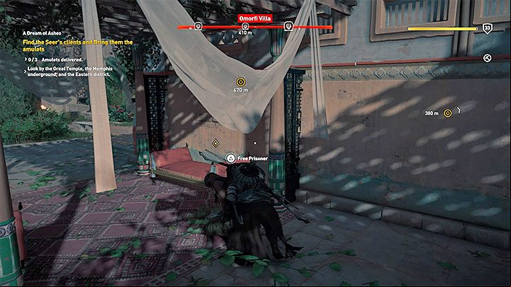 The Seer gives you a quest in which you must find 3 of his clients and give them his amulet - Memphis side quests and quest map | Walkthrough - Side quests - Assassins Creed Origins Guide