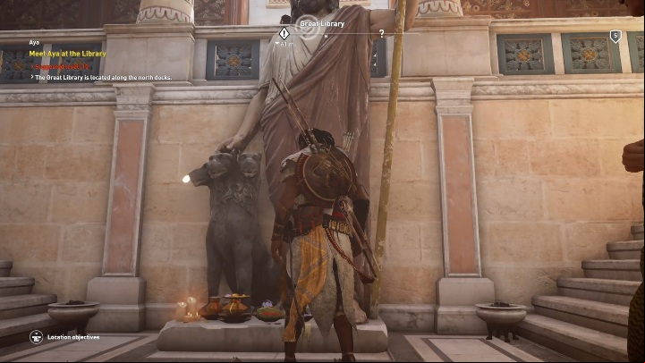 From there you must reach The Great Library located in Alexandria - May Amun Walk Beside You of Ayas quest | Main quests | Walkthrough - Main quests - Assassins Creed Origins Guide
