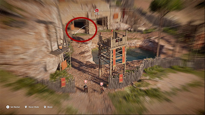 Start scanning a given area more carefully (Senu is in hovering mode) and pay attention to bars with small arrows similar to those from the picture above - How to detect valuable items and important places by using the eagle? - FAQ - Assassins Creed Origins Guide