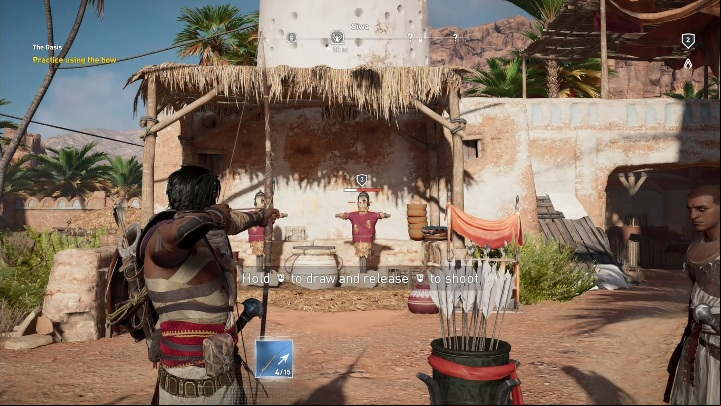 Here, you can practice shooting from your bow - The Oasis | Main quests | Walkthrough - Main quests - Assassins Creed Origins Guide