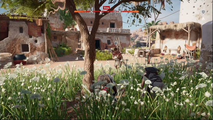 After that a few soldiers will appear in the settlement - The Oasis | Main quests | Walkthrough - Main quests - Assassins Creed Origins Guide