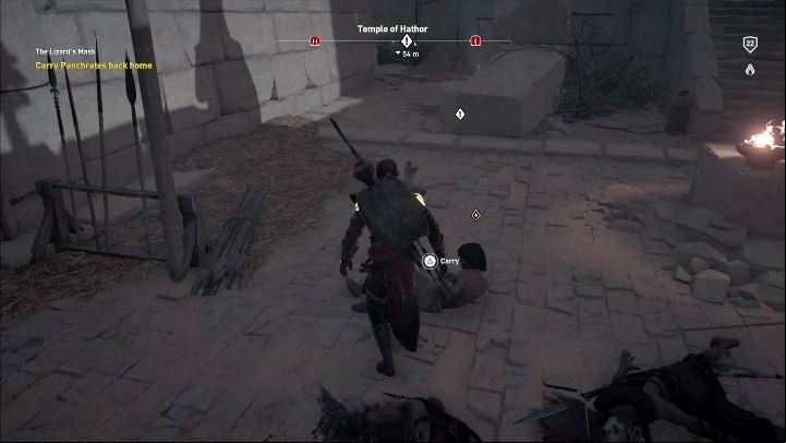 After the boss defeat you are moved to a wheat field - The Lizards Mask | Main quests | Walkthrough - Main quests - Assassins Creed Origins Guide