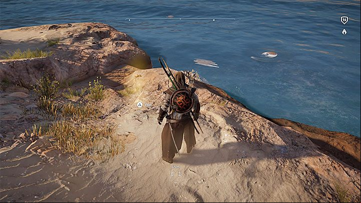 The fallen palm tree points towards a beach nearby - it is located in south-west part of the island - Papyrus Puzzle in Alexandria - Papyruses - Assassins Creed Origins Guide