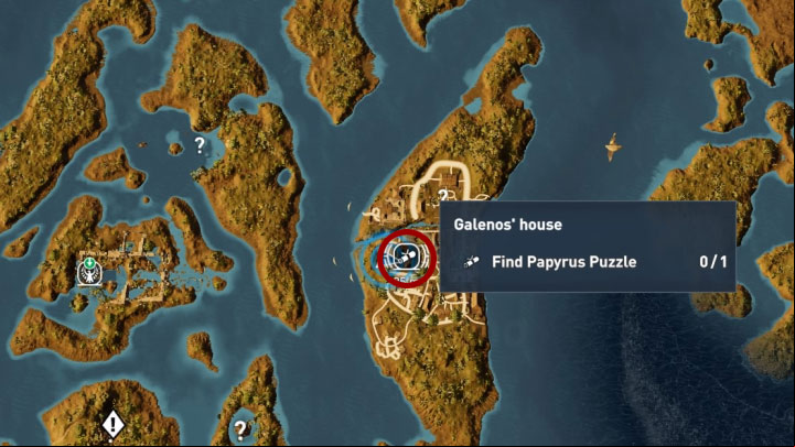 This papyrus is located in Galeons House in Natho in Herakleion Nome province - Papyrus Puzzle in Herakleion Nome - Papyruses - Assassins Creed Origins Guide