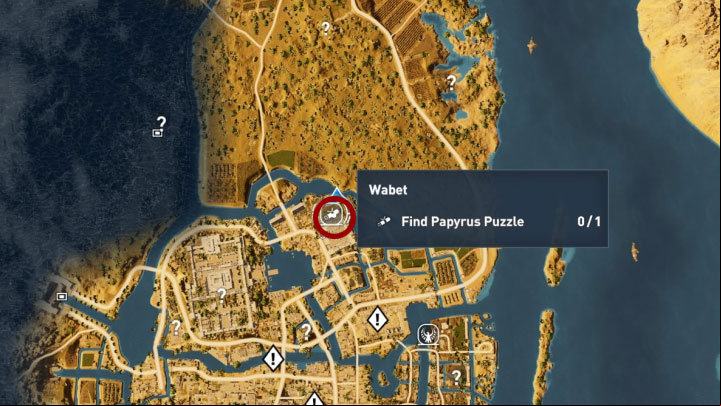 This papyrus is located in Wabet in Memphis province - Papyrus Puzzle in Memphis - Papyruses - Assassins Creed Origins Guide