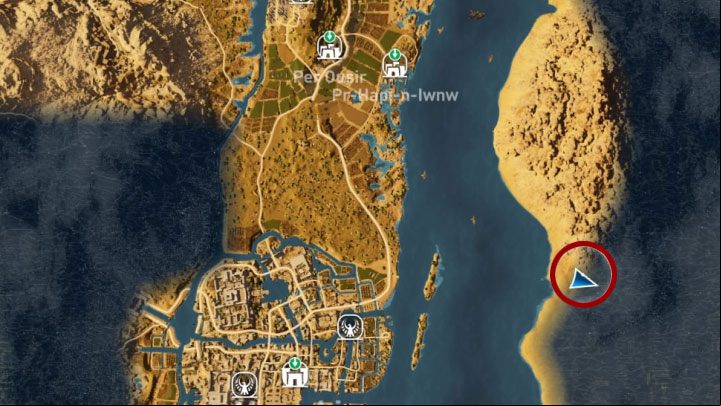 After you reach the other shore of the Nile, you should head south - Papyrus Puzzle in Memphis - Papyruses - Assassins Creed Origins Guide
