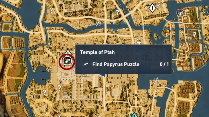 This papyrus can be found in the Temple of Path, in the Memphis province - Papyrus Puzzle in Memphis - Papyruses - Assassins Creed Origins Guide