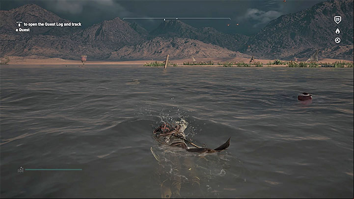 Stay in Memfis and examine the two big statues on the banks at the eastern end of the city - Papyrus Puzzle in Memphis - Papyruses - Assassins Creed Origins Guide