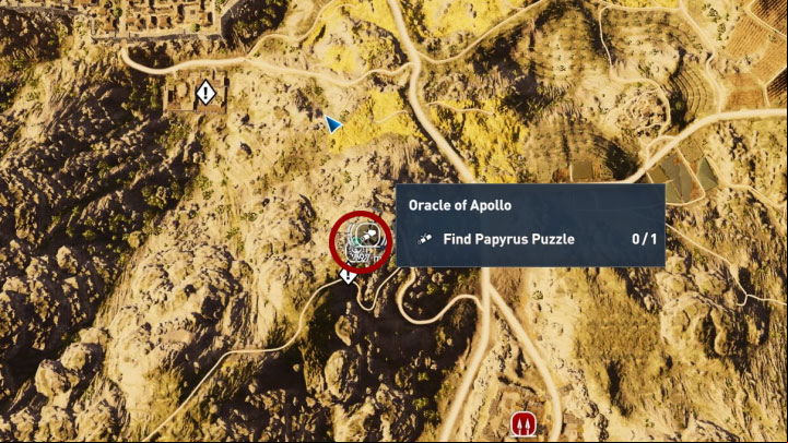 This papyrus can be found in Oracle of Apollo in the Green Mountains province - Papyrus Puzzle in Green Mountains - Papyruses - Assassins Creed Origins Guide