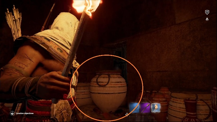 You will get to a room with vases - Tombs in Saqqara Nome Walkthrough - Tombs - Assassins Creed Origins Guide