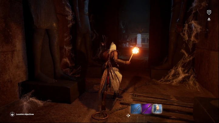 After placing the movable object, you can jump onto the other part of the counterweight - Tombs in Saqqara Nome Walkthrough - Tombs - Assassins Creed Origins Guide