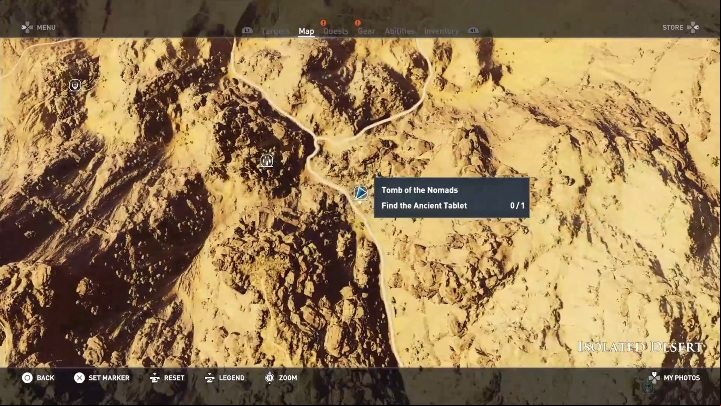 The entrance to the tomb is located among the hills, in the camp - Tombs in Isolated Desert Walkthrough - Tombs - Assassins Creed Origins Guide
