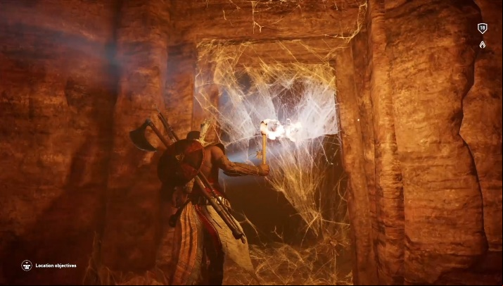 Follow the beam; burn two webs more - Tombs in Isolated Desert Walkthrough - Tombs - Assassins Creed Origins Guide