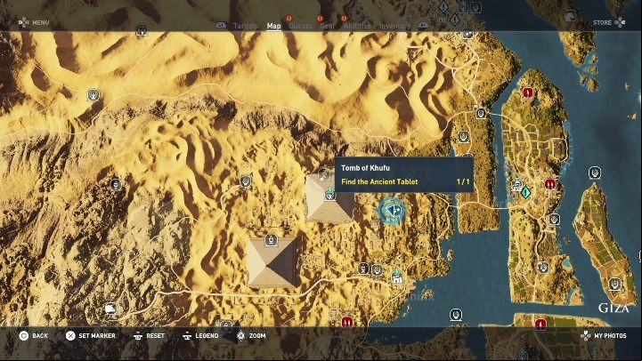 A pack of hyenas waits near the entrance, kill or avoid them - Tombs in Giza Walkthrough - Tombs - Assassins Creed Origins Guide