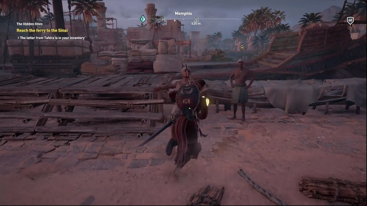 Begin the mission by talking to the man - The Hidden Ones & The Land of Turquoise quests | The Hidden Ones Walkthrough - Main DLC Quests - Assassins Creed Origins Guide