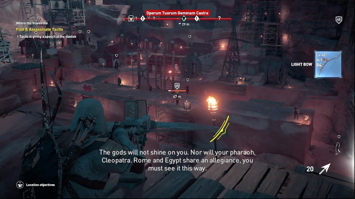 At the beginning of this mission, talk to Tahira - Where the Slaves Die quest | The Hidden Ones Walkthrough - Main DLC Quests - Assassins Creed Origins Guide