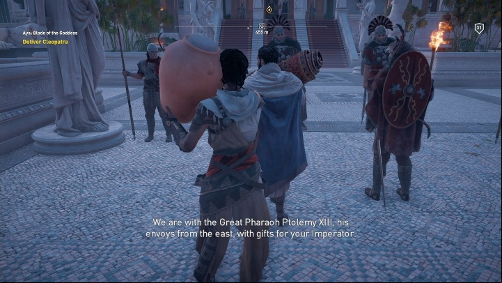 The mission opens with a conversation with Aya - Aya Blade of the Goddess and The Battle of the Nile | Main quests | Walkthrough - Main quests - Assassins Creed Origins Guide